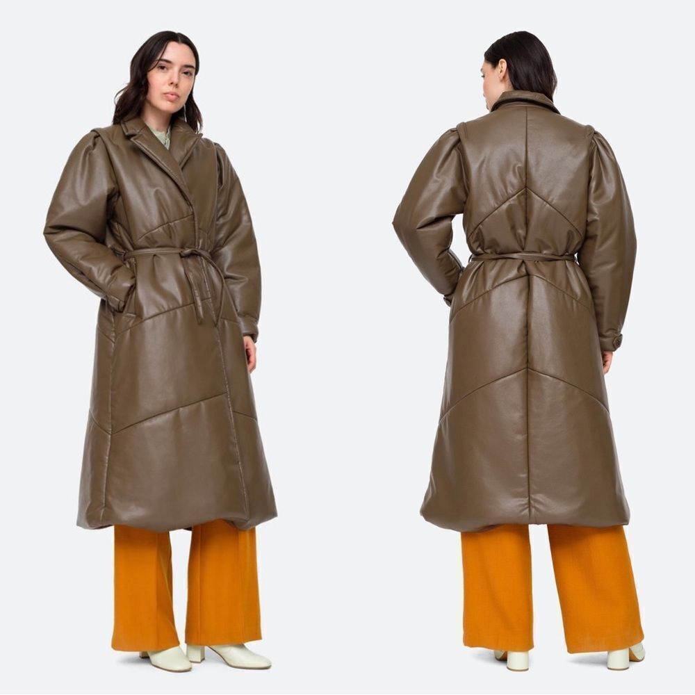 Sea NY Vegan Leather Coat - Latte